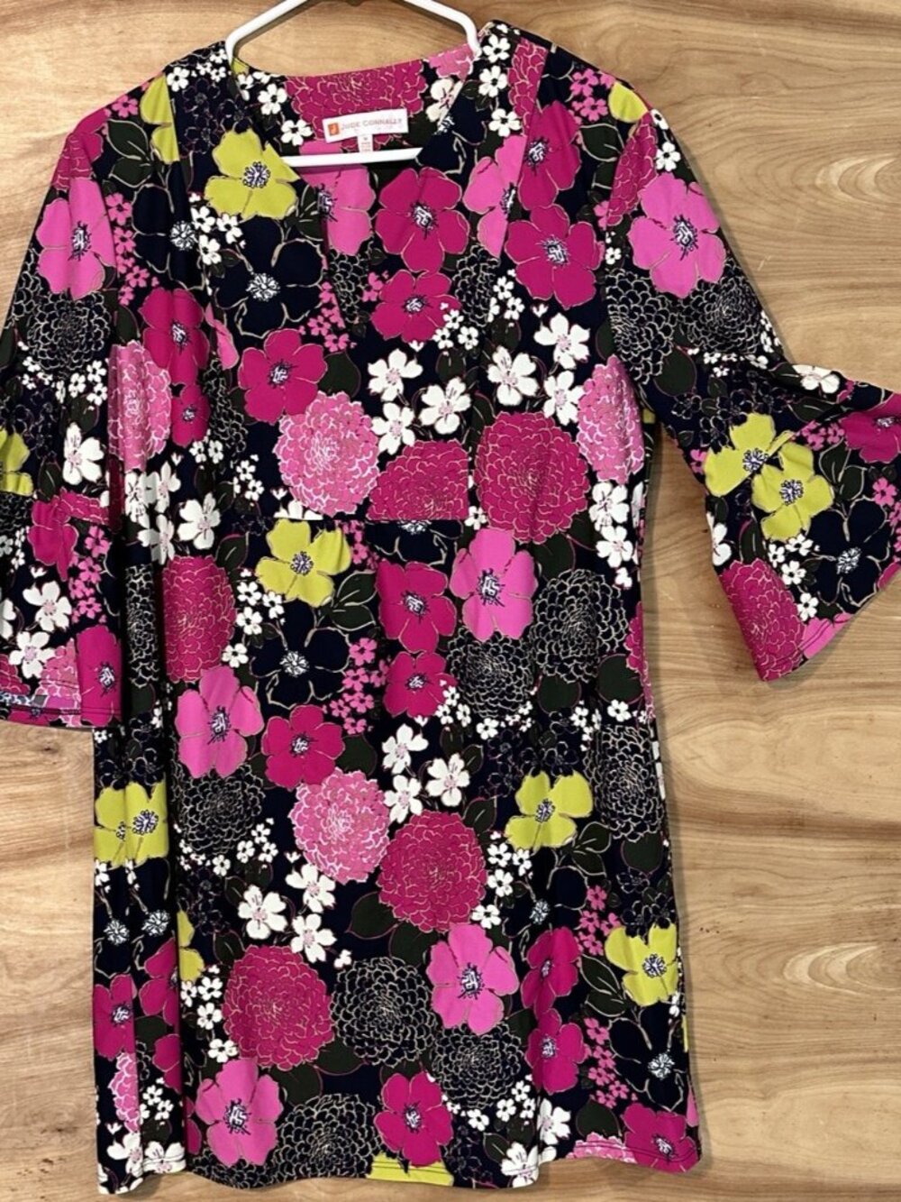 Jude Connally Sz M Bright Fun Floral Dress Boho Cottagecore Spring Summer Boho